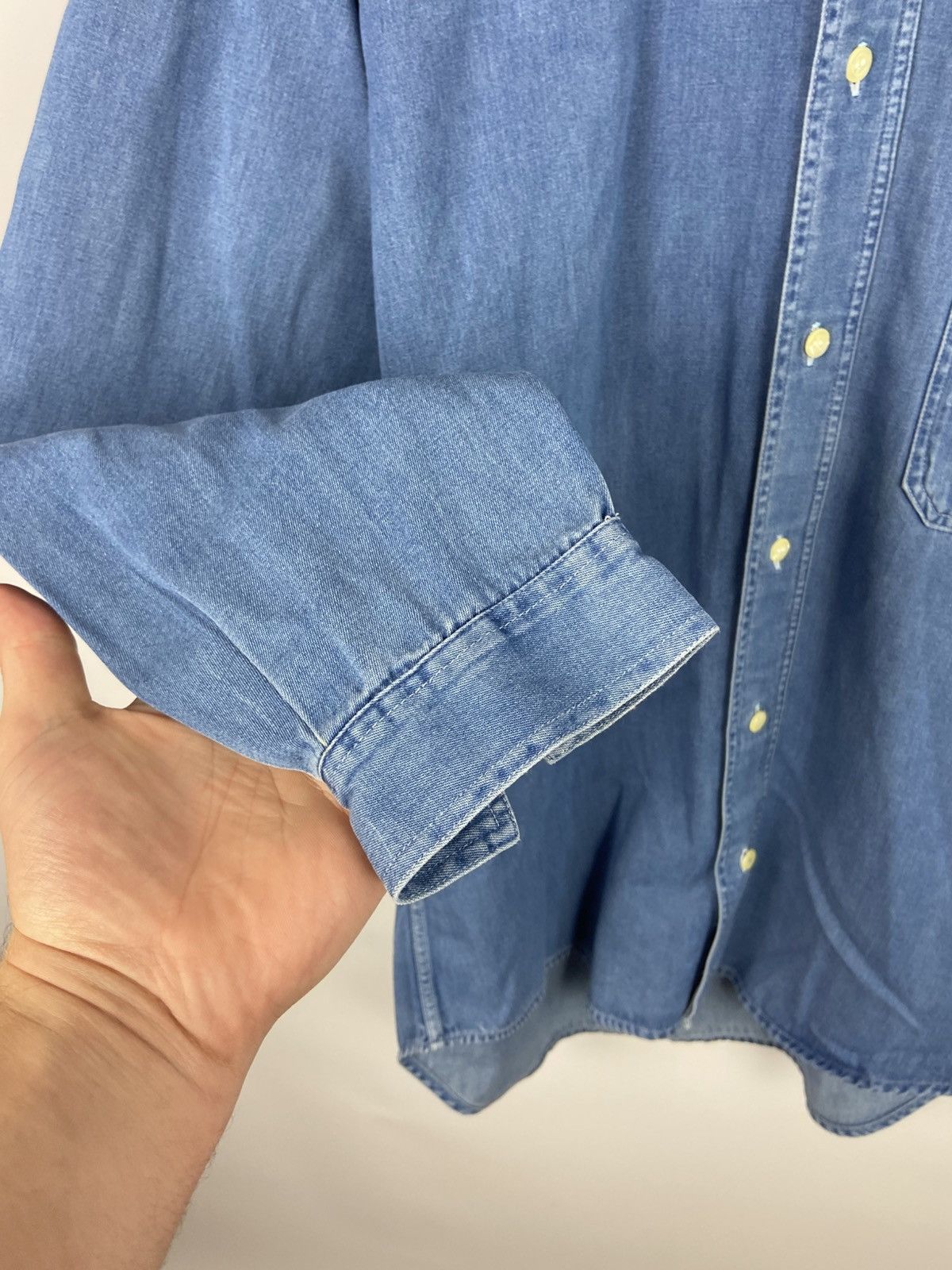 Burberry Vintage Thomas Burberry Denim Blue Men's Button-Up Shirt Size US S / EU 44-46 / 1 - 8 Thumbnail