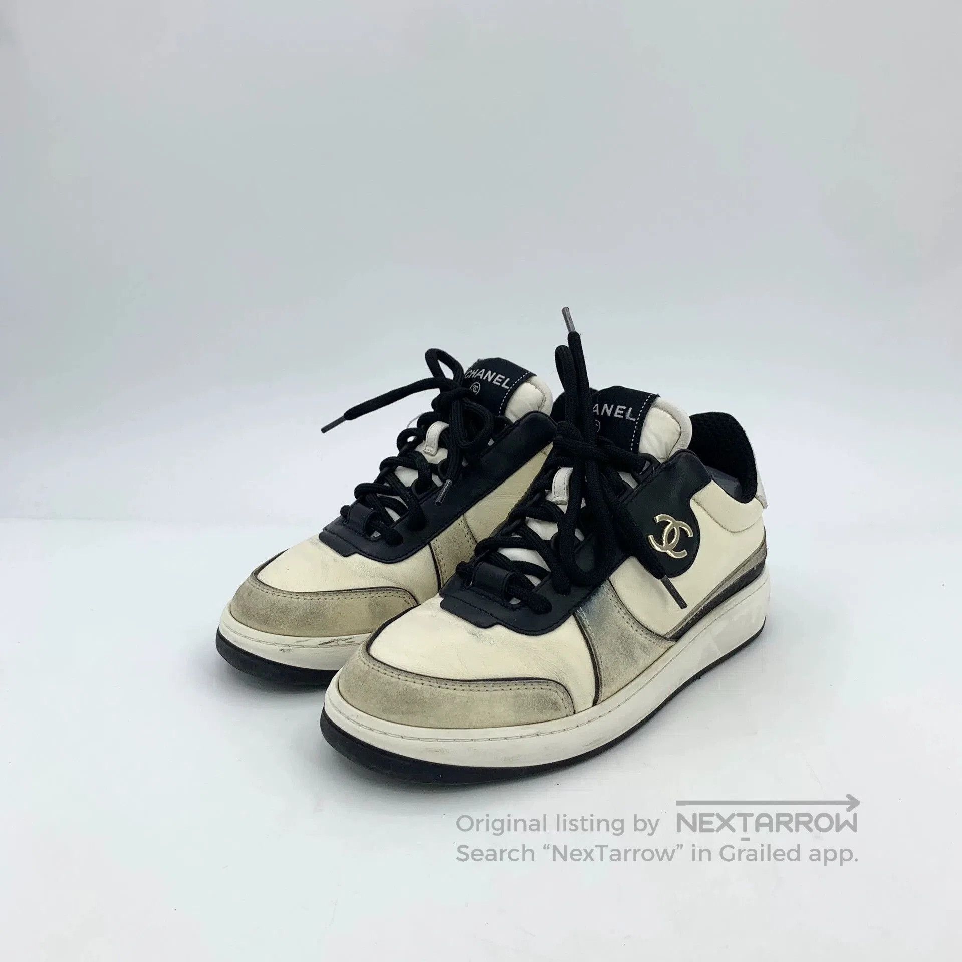 Chanel Colorblock Logo Lace-Up Sneakers.