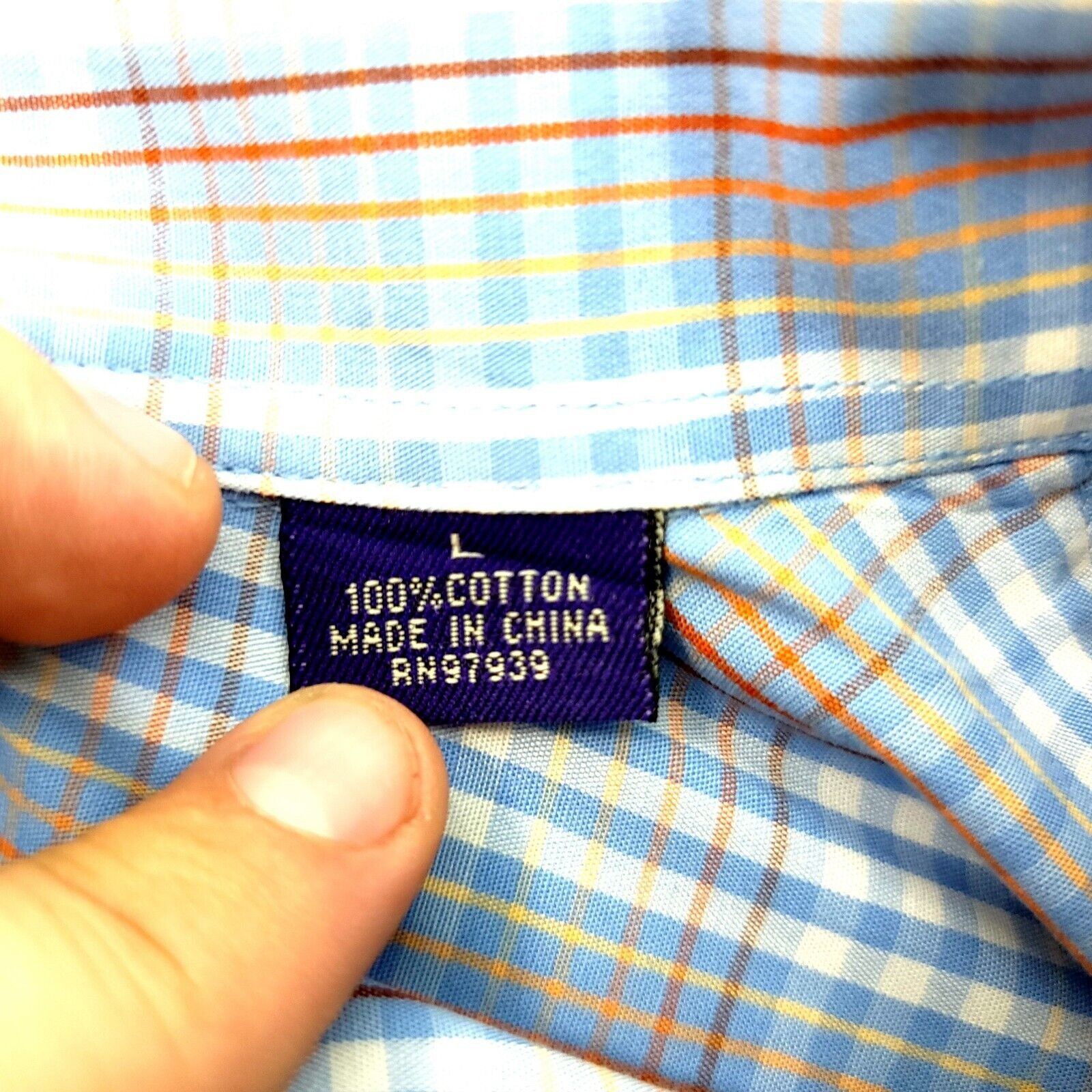 Alan Flusser Alan Flusser Large Blue Multi Colored Plaid Cotton Front Poc Size US L / EU 52-54 / 3 - 8 Thumbnail