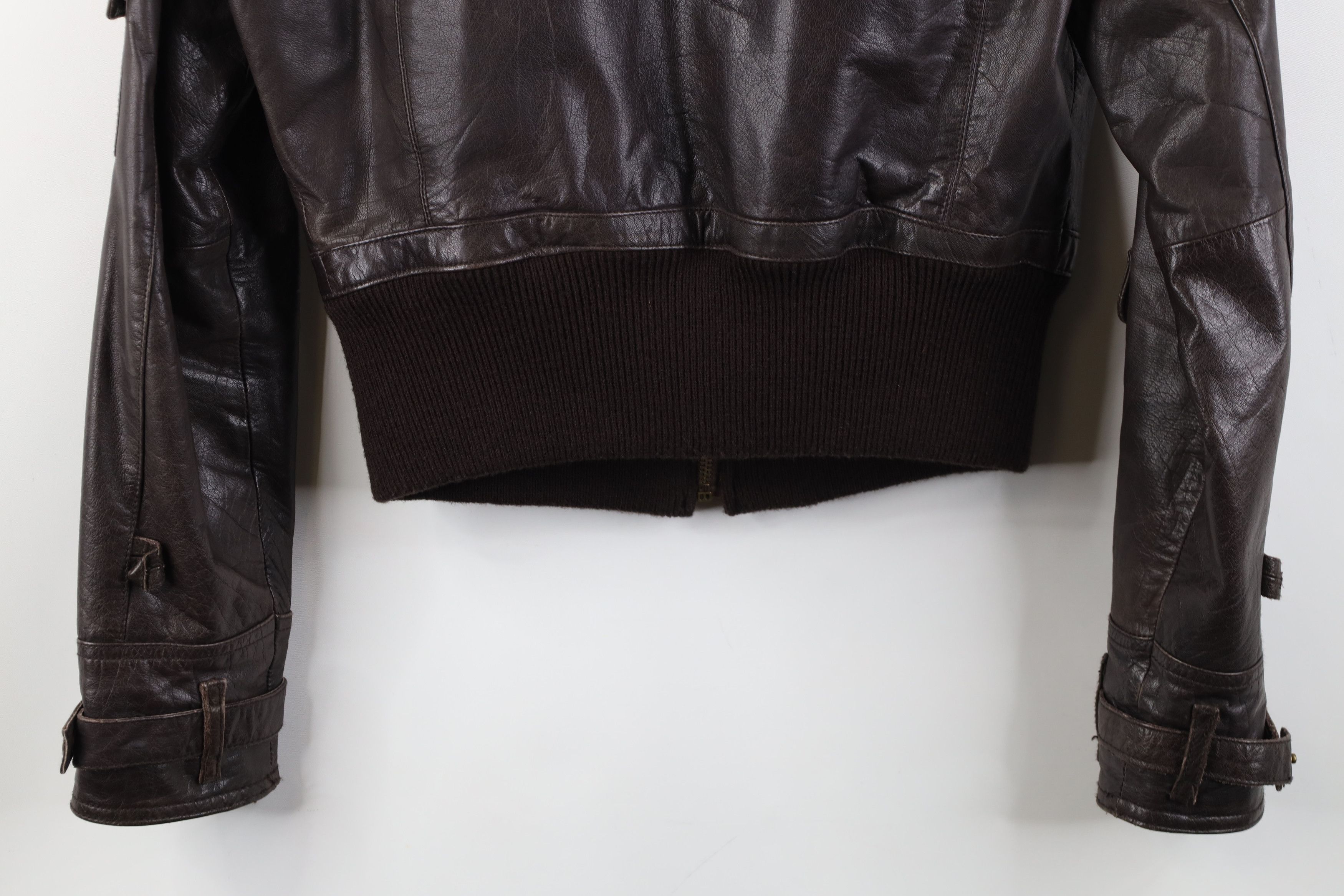 Vintage Vintage 90s Y2K Streetwear Cropped Leather Moto Jacket Size M / US 6-8 / IT 42-44 - 15 Thumbnail