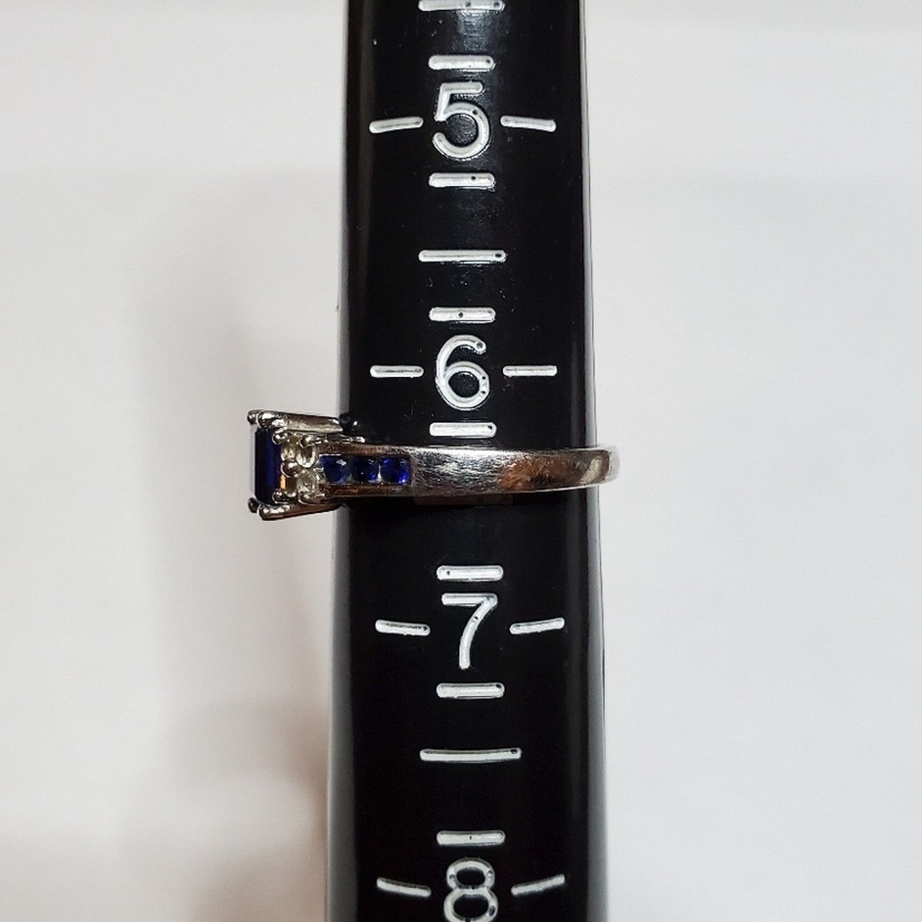 Sterling Silver 925 Sterling Silver Deep Blue Sapphire Faux Diamond Ring Size ONE SIZE - 7 Thumbnail