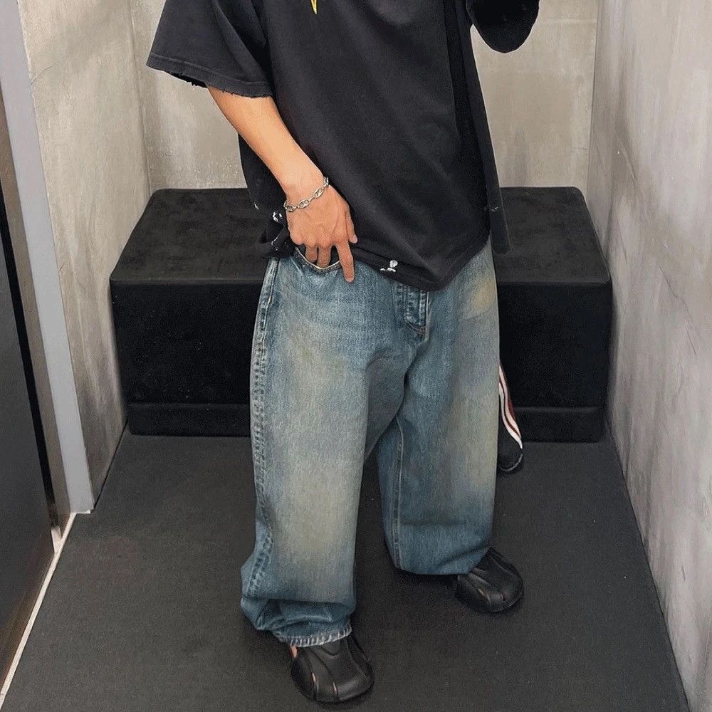 Japanese Brand × Vintage Washed Blue Baggy Jeans Pants Oversized y2k Size US 34 / EU 50 - 6 Thumbnail