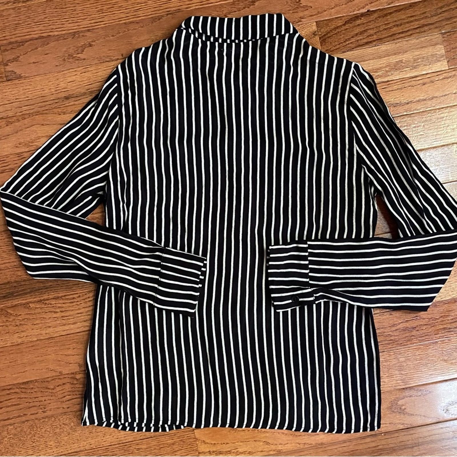 Reformation Reformation Arlington Sheer Striped Blouse Black White S Size S / US 4 / IT 40 - 10 Thumbnail