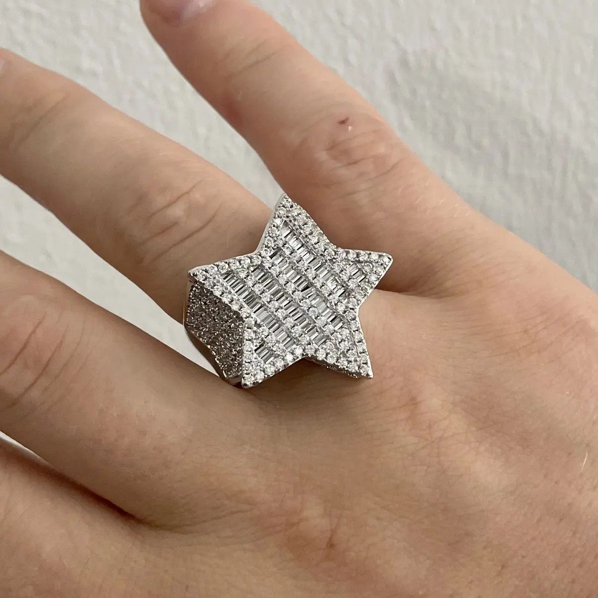 Jewelry Silver color iced out ring Star Size ONE SIZE - 2 Thumbnail