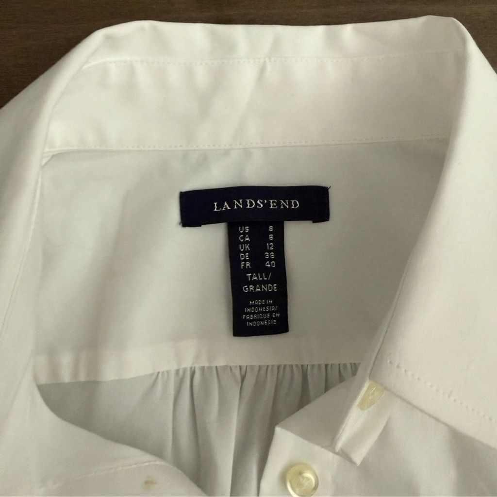 Lands' End Lands' End Short Sleeve Tunic White Blouse Size 6 TALL Size M / US 6-8 / IT 42-44 - 3 Thumbnail