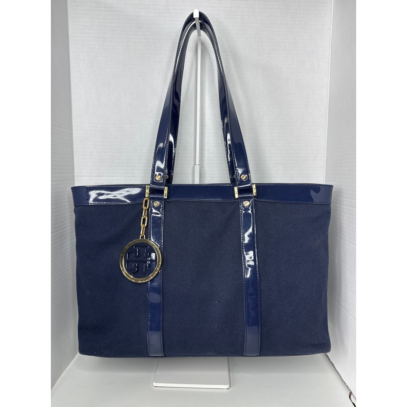 Tory Burch Tory Burch Canvas Jane Tote navy leather Shoulder Bag Size ONE SIZE - 4 Thumbnail