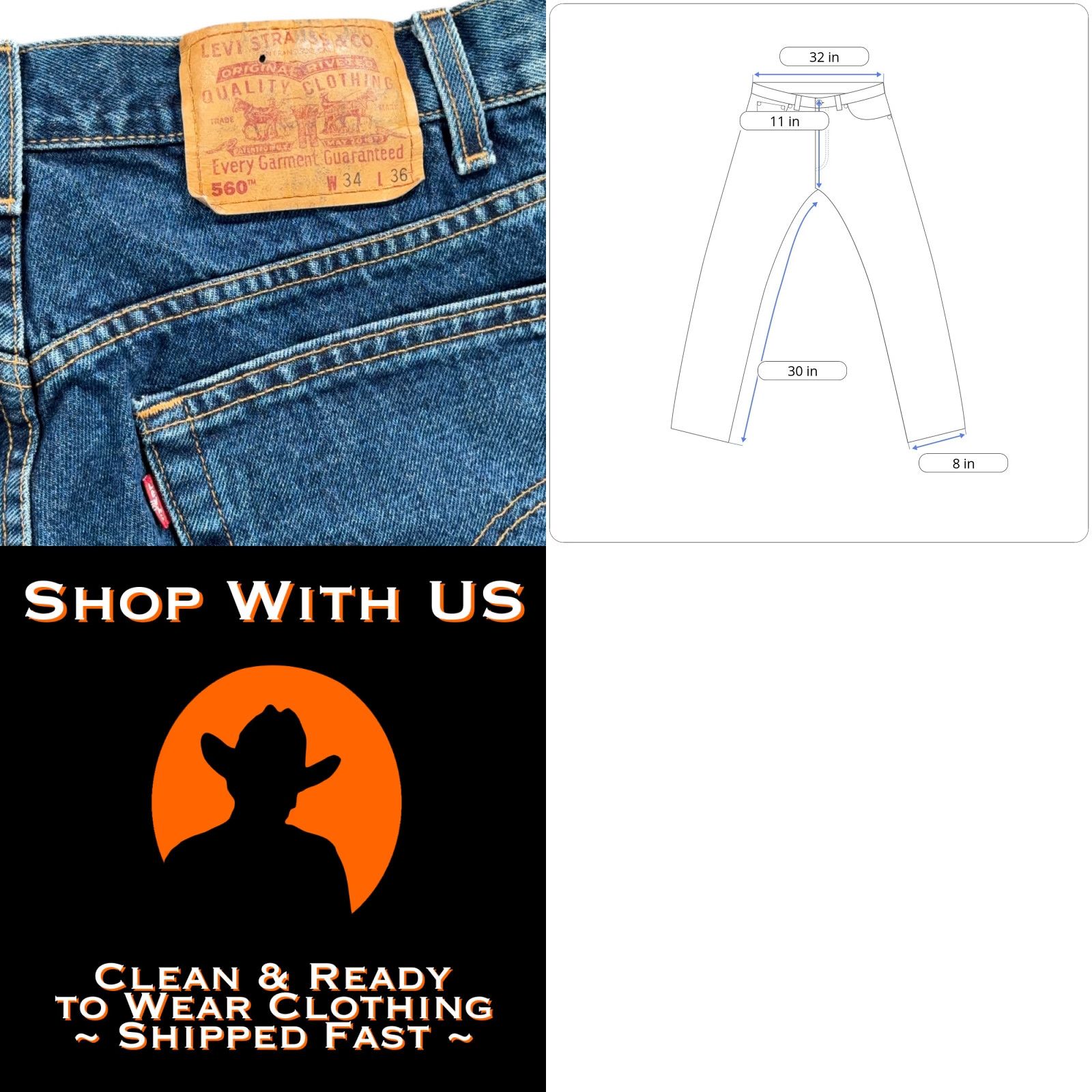 Levi's VINTAGE Levi's Jeans Mens 32x30 Blue 560 Loose Fit Baggy Skater 90s Tag 34x36 Size US 32 / EU 48 - 9 Thumbnail