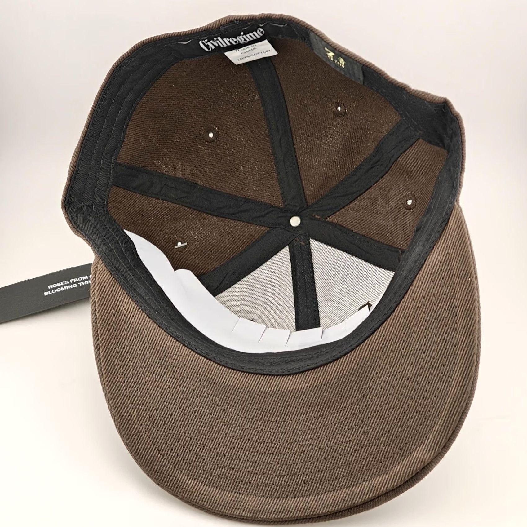 Vintage Civil Regime Flaming Rose Hat Cap Fitted Mens 7 3/8 Brown Embroidered Cotton New Size ONE SIZE - 5 Thumbnail