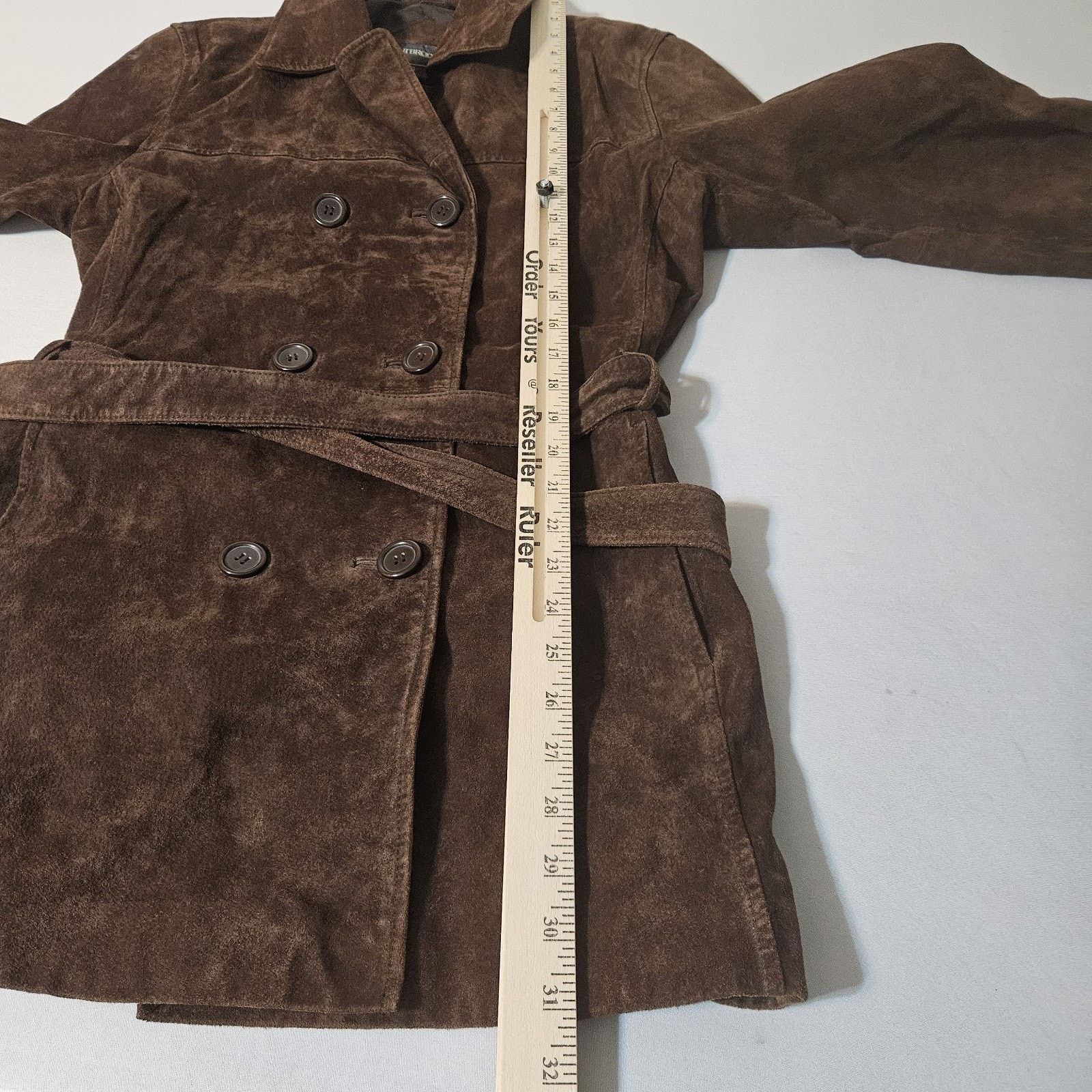 Outclass OUTBROOK Women's Suede Leather JACKET 8/10 Belt 6-Button Size M / US 6-8 / IT 42-44 - 5 Thumbnail