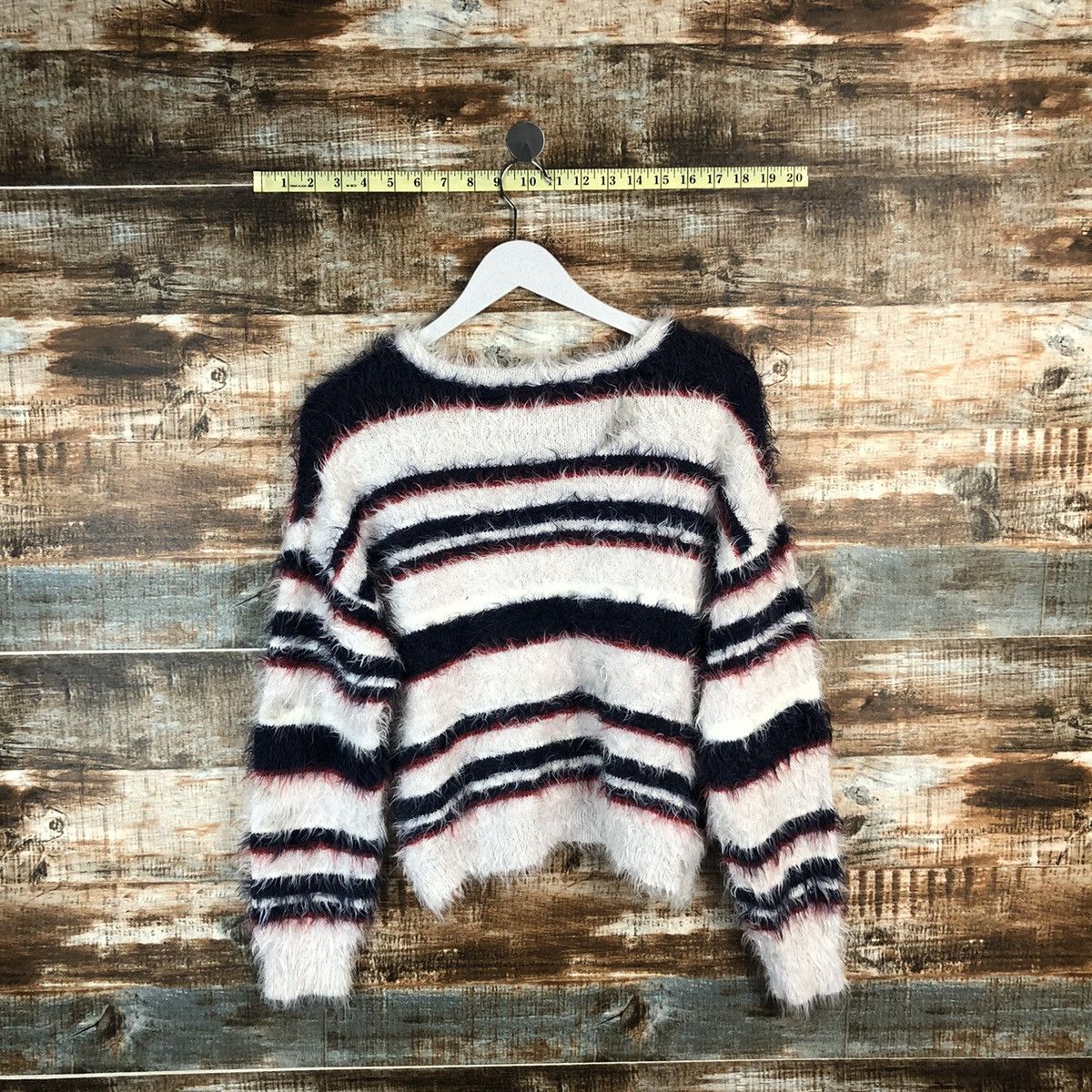 Homespun Knitwear × Japanese Brand × Solid and Striped Holiday Holic mohair fur shaggy stripe Knitwear #A1316 Size M / US 6-8 / IT 42-44 - 12 Thumbnail