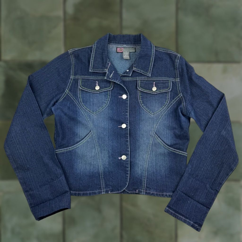 Denime VINTAGE NJ Neeso Denim Jacket Womens XL Blue Grunge Y2K 2000 Cute Fun Jacket Women XL Blue Grunge NJ Neeso Denim Jacket Size XL / US 12-14 / IT 48-50 - 1 Thumbnail