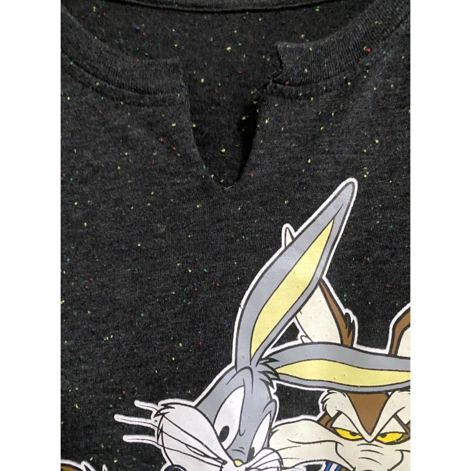 Vintage SPACE JAM Womens Team Group Shot Short Sleeve Black Confetti Graphic T Shirt XL Size XL / US 12-14 / IT 48-50 - 2 Thumbnail