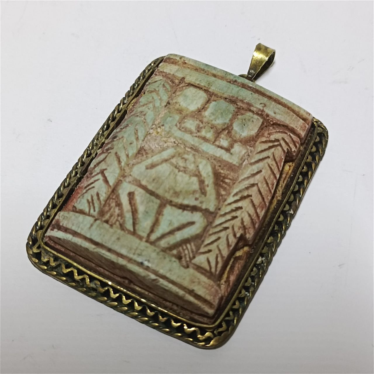 Vintage Antique style Egyptian pendant with hieroglyphic engravings Size ONE SIZE - 8 Thumbnail