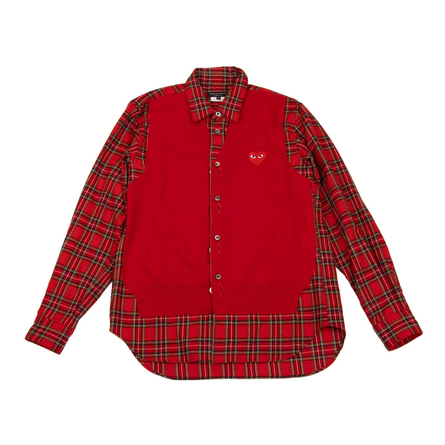 Comme des Garcons Homme Plus Heart Cardigan Docking Check Shirt Red XS Size US XS / EU 42 / 0 - 1 Preview