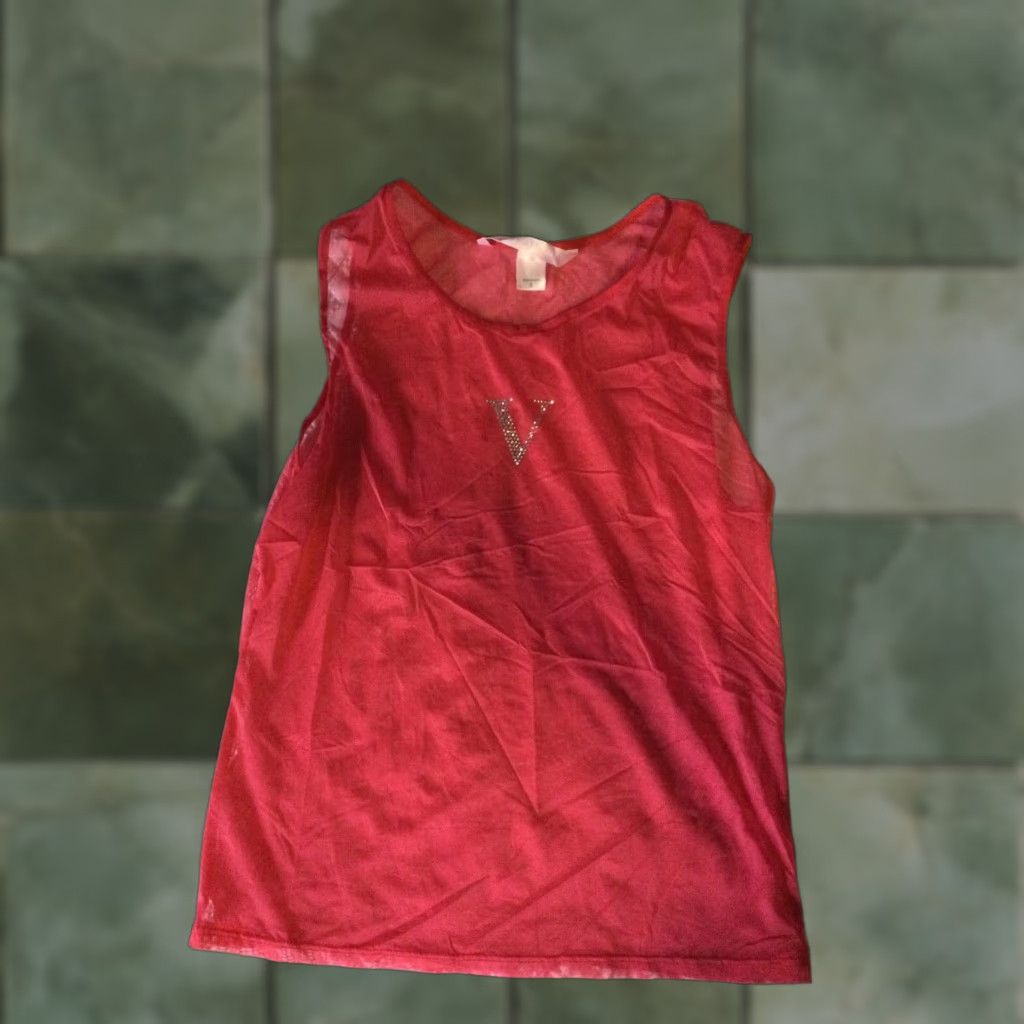 Victoria's Secret VINTAGE Victoria's Secret 90s Sheer Red Tank Top Sleeveless Rhinestone Women’s Size S Size S / US 4 / IT 40 - 1 Thumbnail