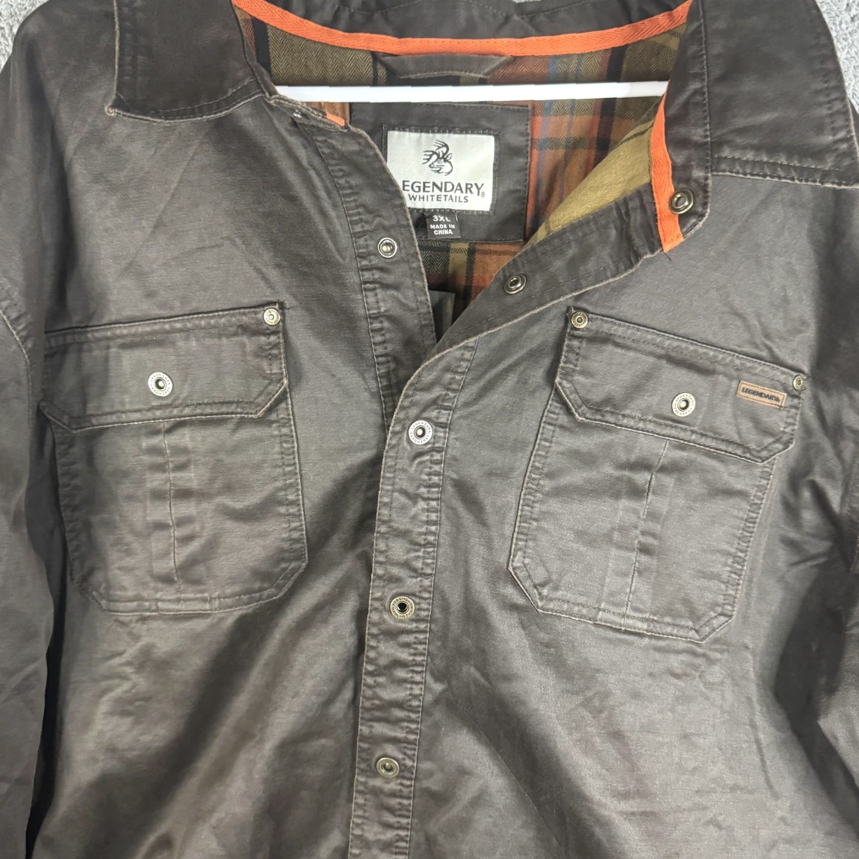 Vintage Legendary Whitetails Journeyman Shirt Jacket 6723 Mens 3XL Waxed Canvas Shacket Brown with Plaid Lined Pockets Waxed Shirt Jacket Size US XXL / EU 58 / 5 - 4 Thumbnail