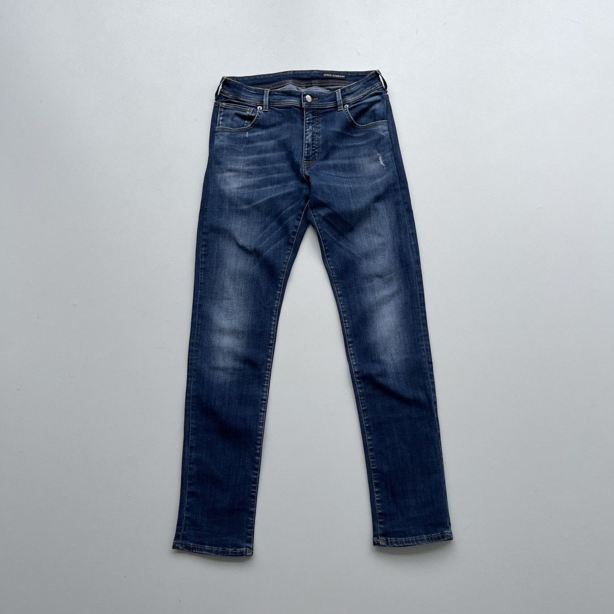 Dolce & Gabbana Dolce & Gabbana Leopard Logo Distressed Straight Jeans Blue Size 32" / US 10 / IT 46 - 1 Thumbnail
