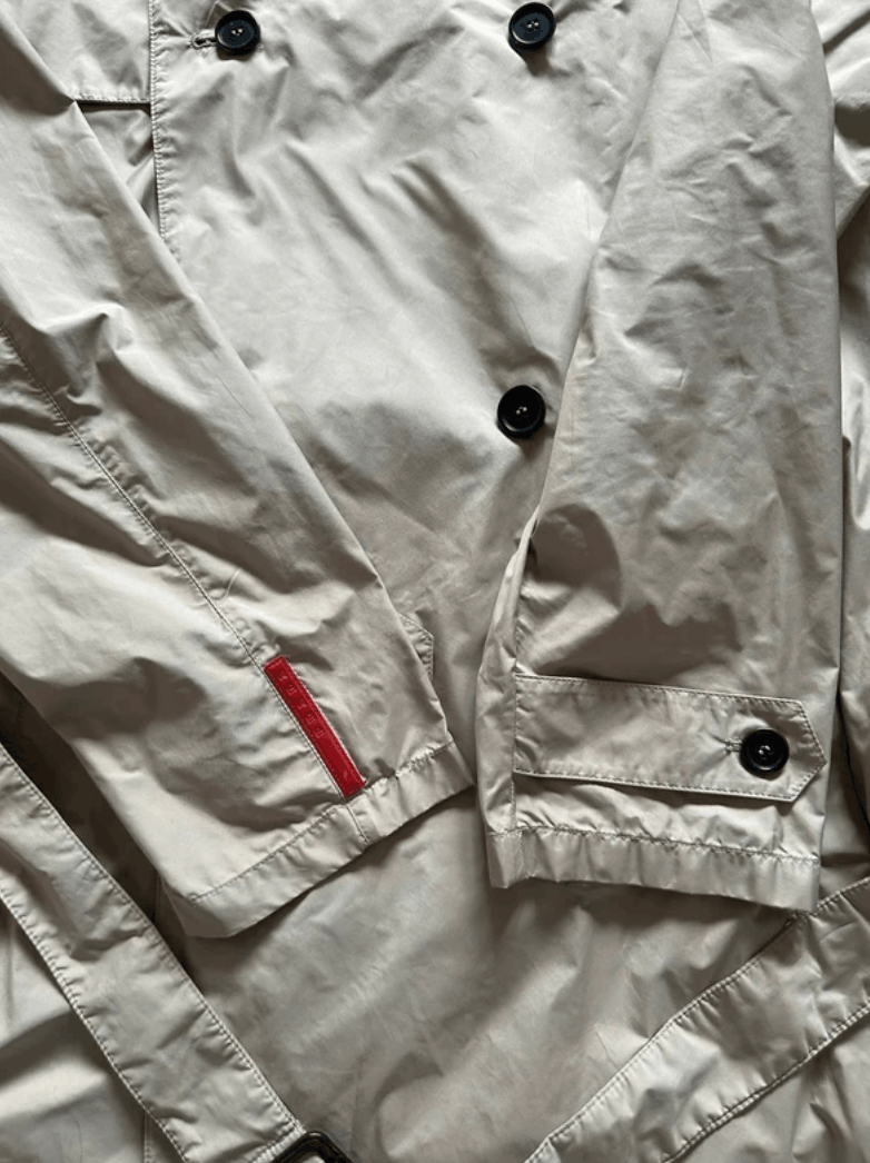 Prada Prada Jacket Trench Nylon Coat Beige Vintage Red Tab Size US L / EU 52-54 / 3 - 2 Thumbnail