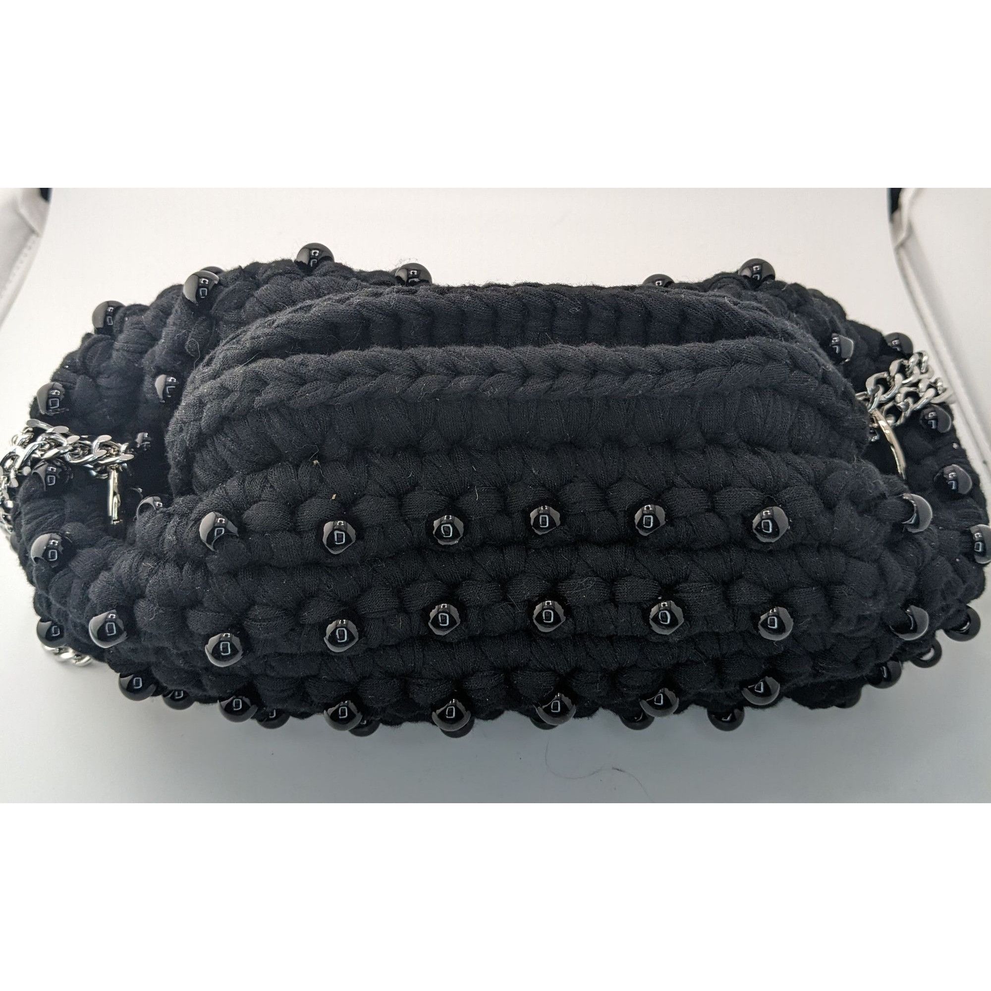 Other Martin Levin Handmade Black Beaded Crochet Bag With Silver C Size ONE SIZE - 5 Thumbnail