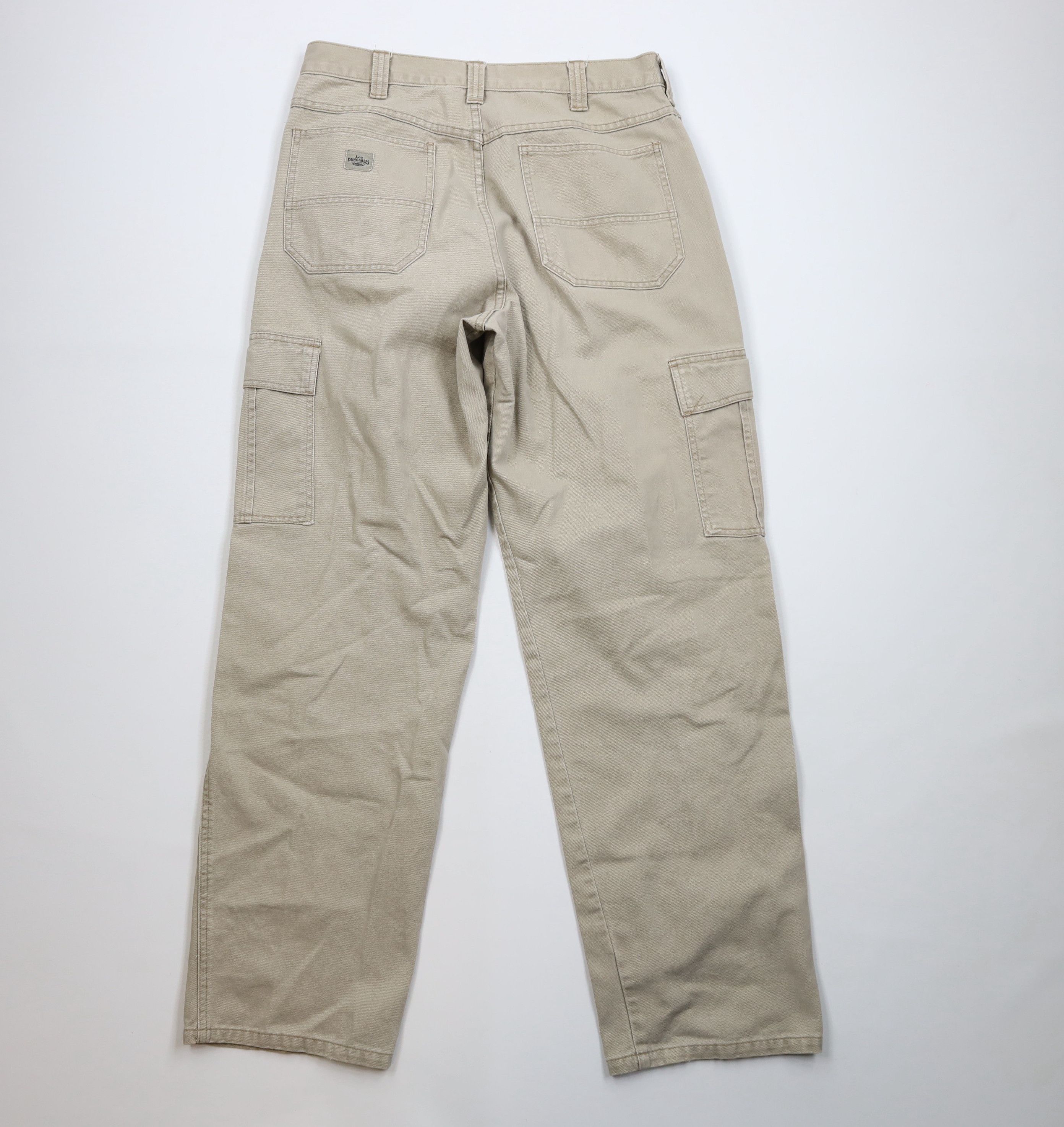 Lee Vintage 90s Y2K Lee Wide Leg Dungaree Cargo Jeans Beige Size US 34 / EU 50 - 11 Thumbnail