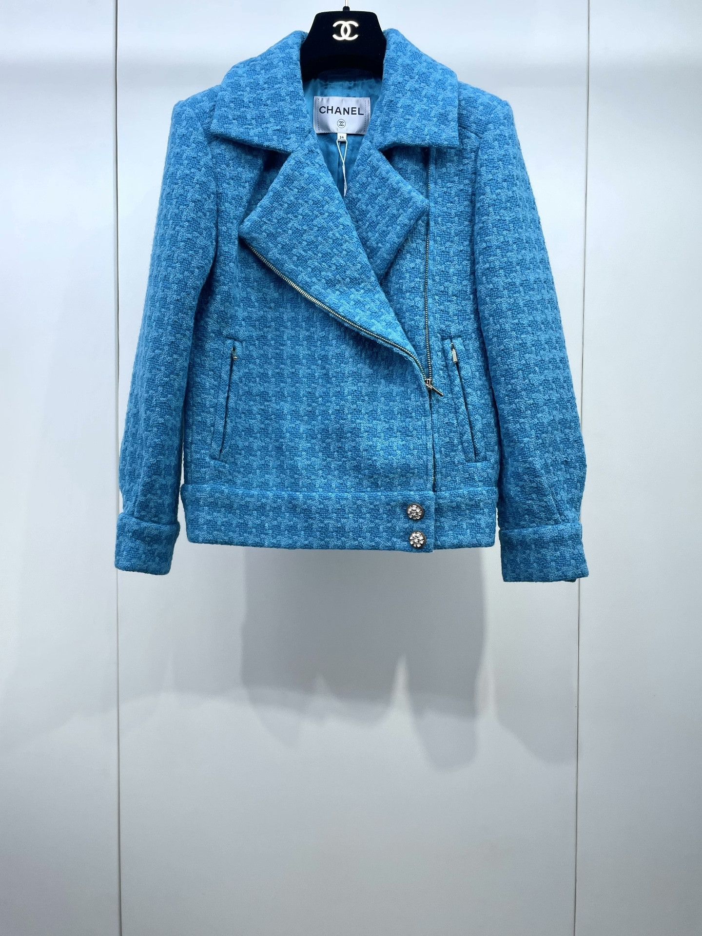 Chanel Chanel Blue Knit Snow Series Coat Size XXS / US 00 / IT 34 - 1 Thumbnail