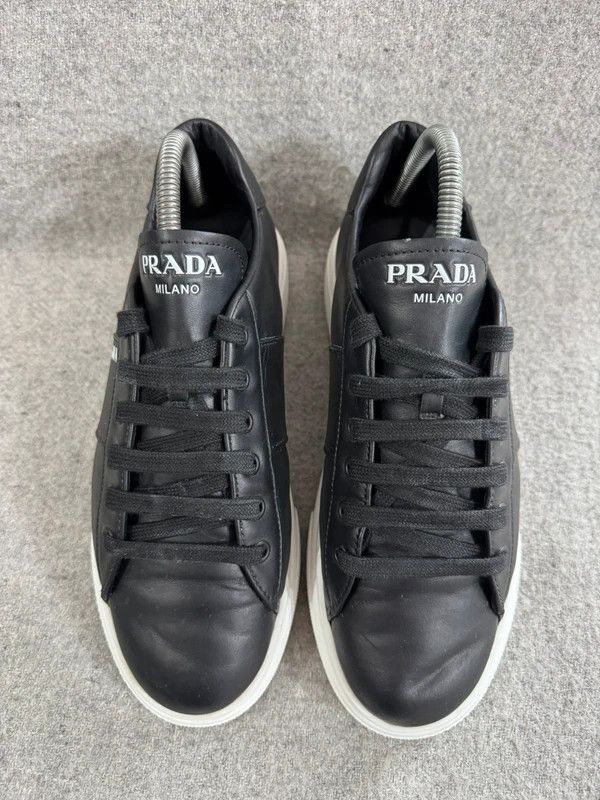 Prada Prada Black Leather Low Top Platform Sneakers Size 39 Size US 9 / IT 39 - 4 Thumbnail