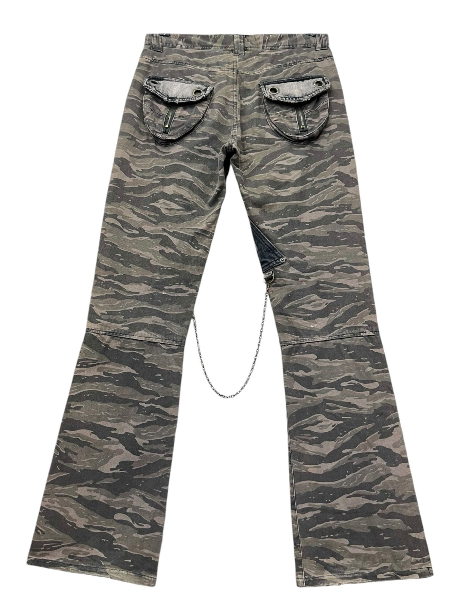 Japanese Brand 🔥TIGER STRIPES Seditionaries Punk Chain Bondage FLARE Pants Size US 29 - 2 Thumbnail