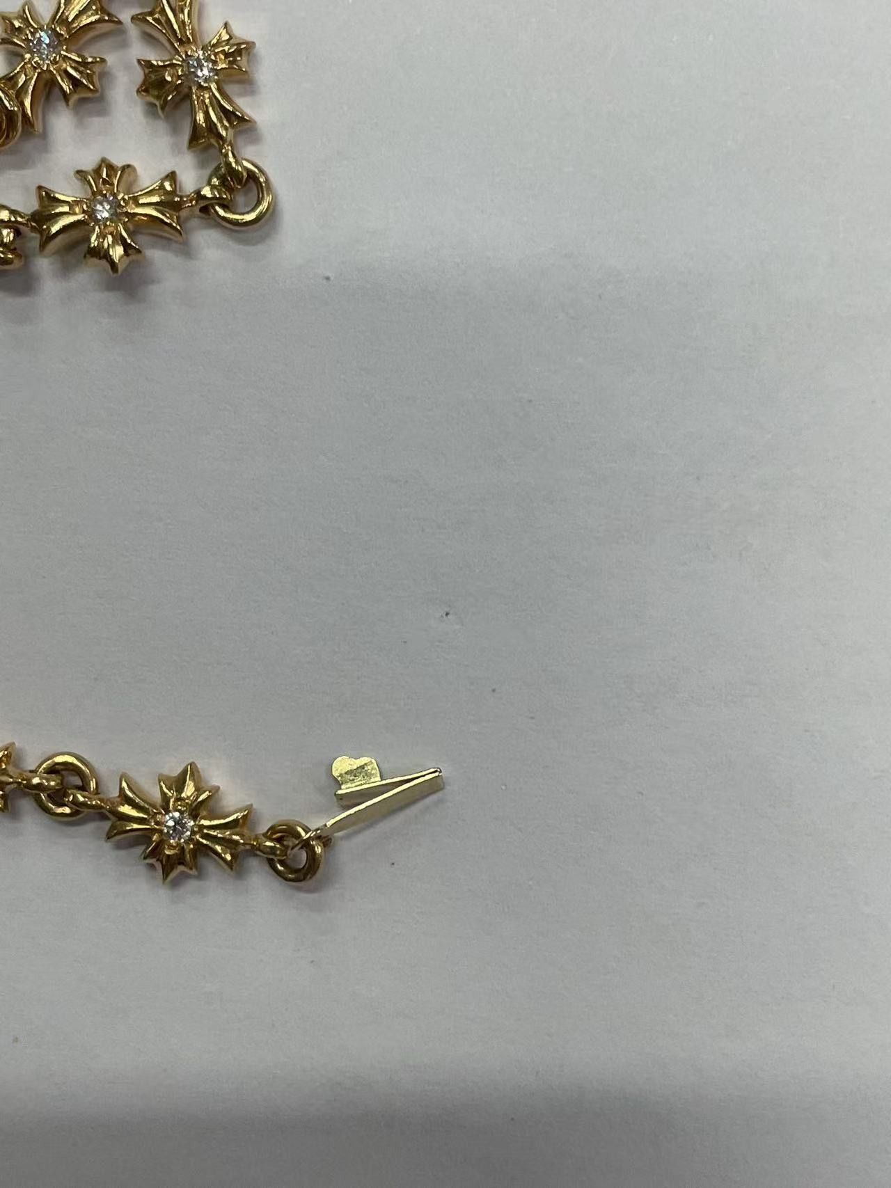 Chrome Hearts Chrome Hearts 22K Gold Diamonds Tiny E Cross Bracelet Size ONE SIZE - 9 Thumbnail