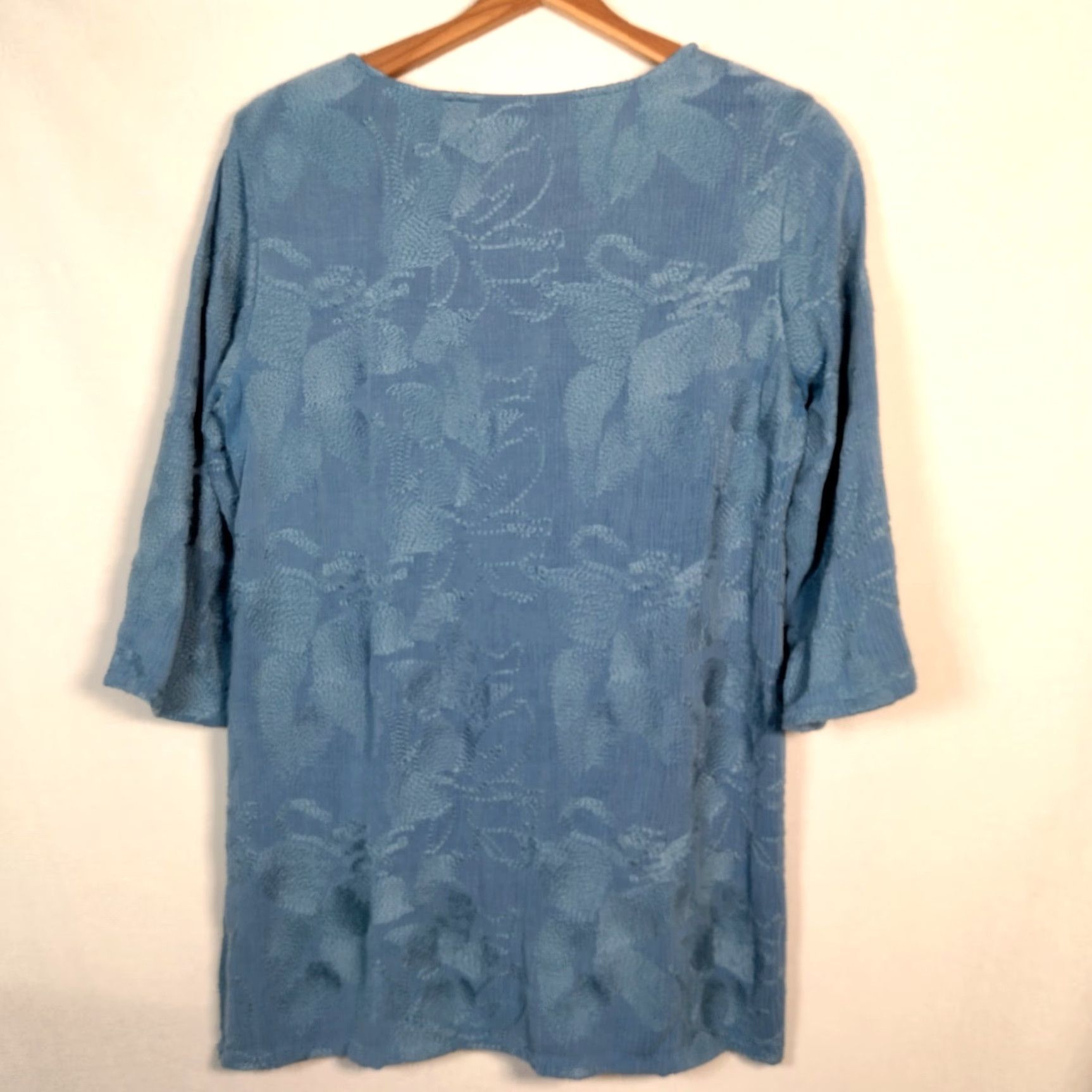 Soft Surroundings Soft Surroundings Shirt Tunic S Blue Embroidered Asymmetrical Lagenlook Boho Beachy Coastal Lightweight Size S / US 4 / IT 40 - 2 Thumbnail
