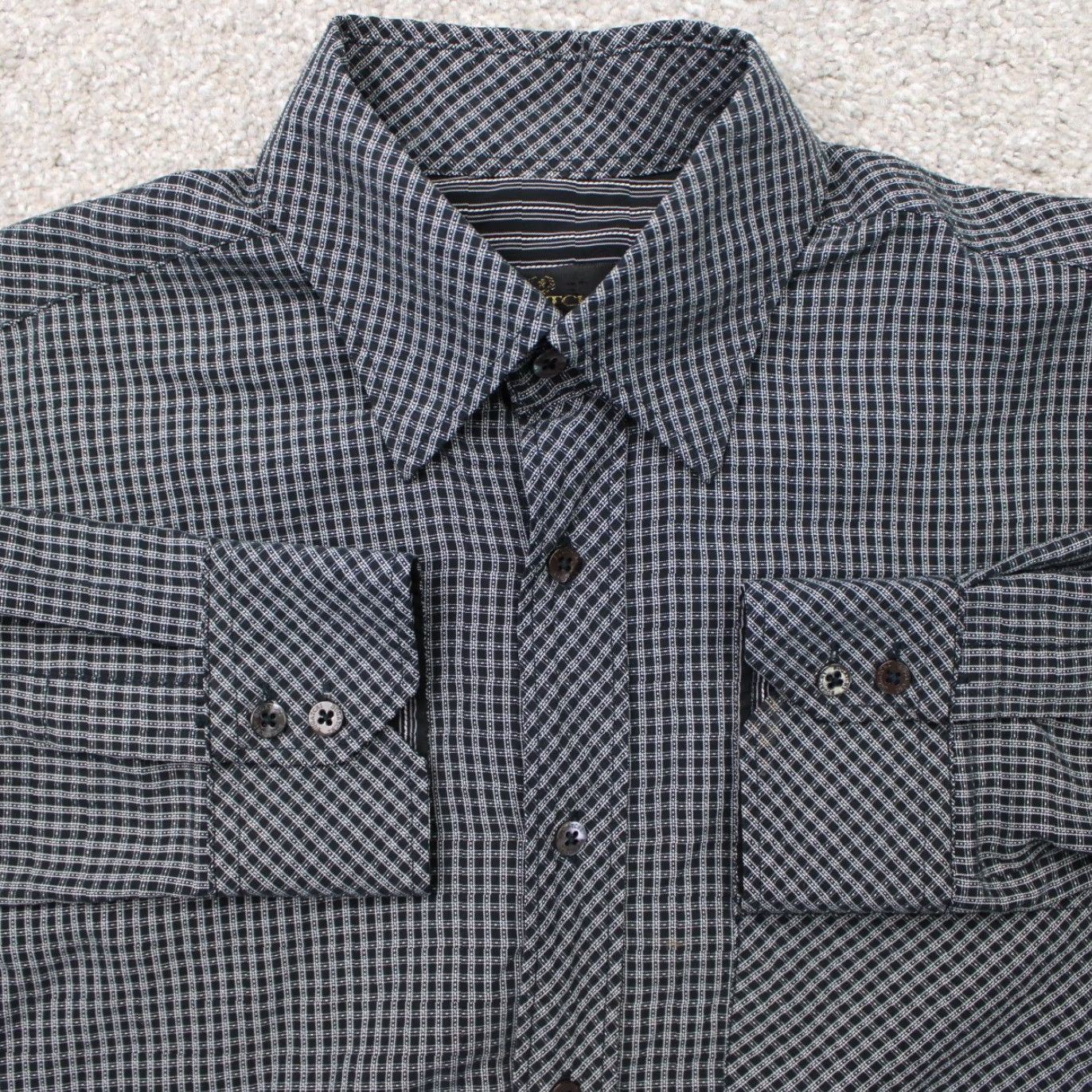 BUGATCHI Bugatchi Uomo Shirt Mens Medium Black/Gray Check Long Sleeve Button Down Size US M / EU 48-50 / 2 - 2 Thumbnail