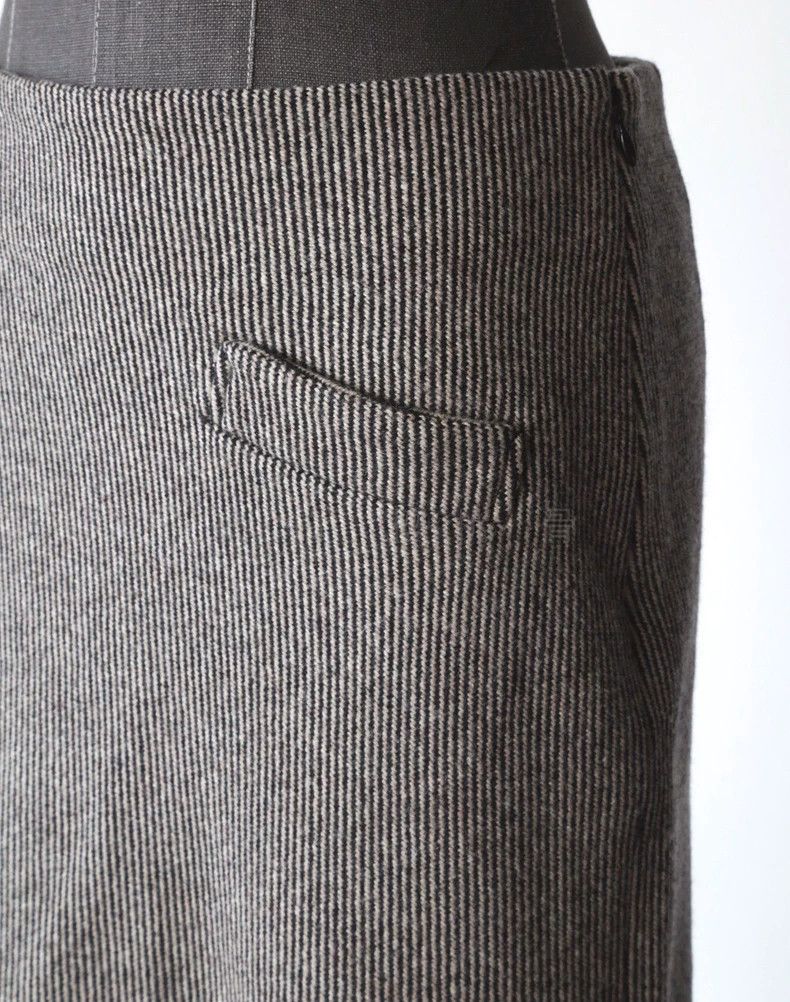 Yohji Yamamoto Yohji Yamamoto size 1 Striped woolen fishtail skirt Size 24" / US 00 / IT 34 - 3 Thumbnail
