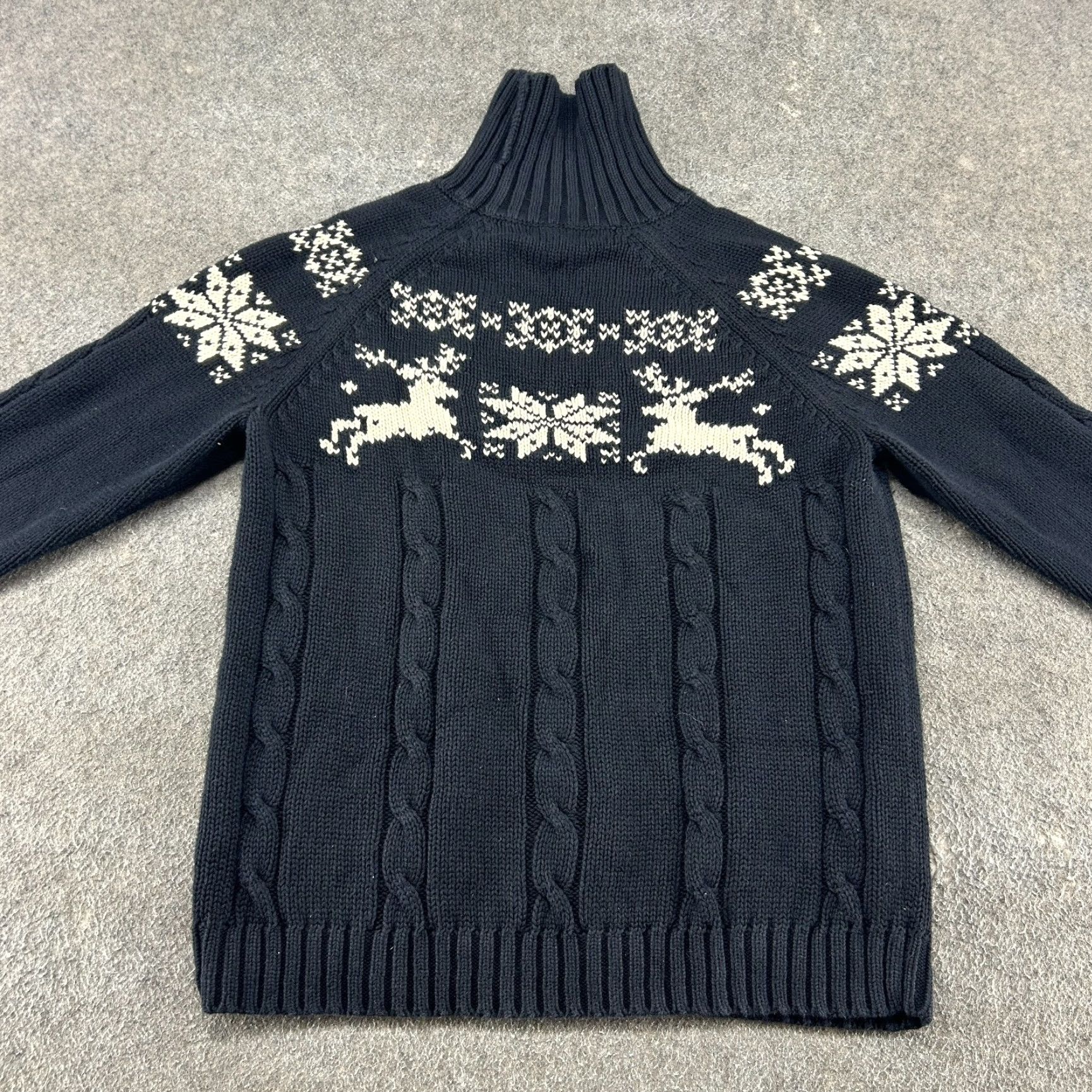 Lands' End Lands' End Sweater Womens L Black Pullover Cotton Turtleneck Long Sleeve Fair Isle Knit 90s Aztec Button Pullover Winter Size L / US 10 / IT 46 - 6 Thumbnail