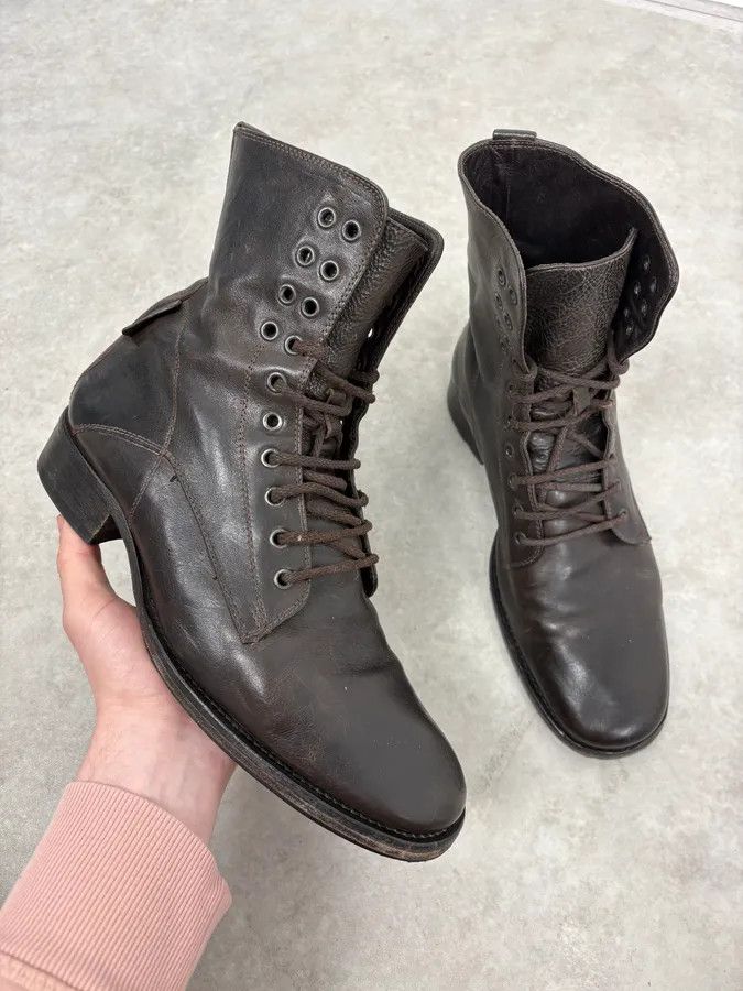 Dior Dior Brown Leather Eyled Lace-Up Combat Boots Size US 9 / IT 39 - 1 Thumbnail