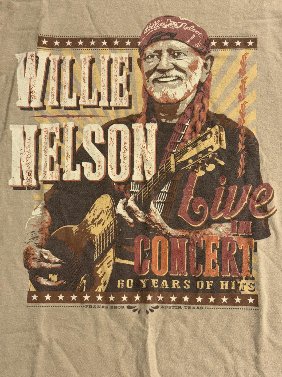 Hanes Willie Nelson Tshirt 60 Years of Hits Frank Bros Austin TX M Size US M / EU 48-50 / 2 - 4 Thumbnail