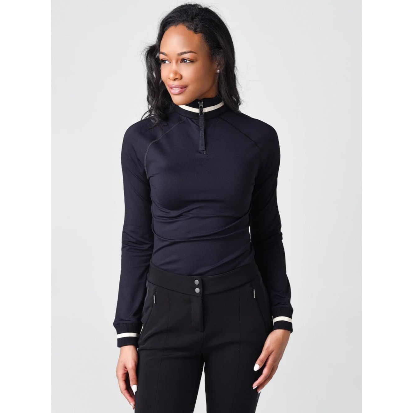 Bogner Bogner Madeline First Black Long-Sleeve Zip-Neck Top with W Size M / US 6-8 / IT 42-44 - 1 Thumbnail