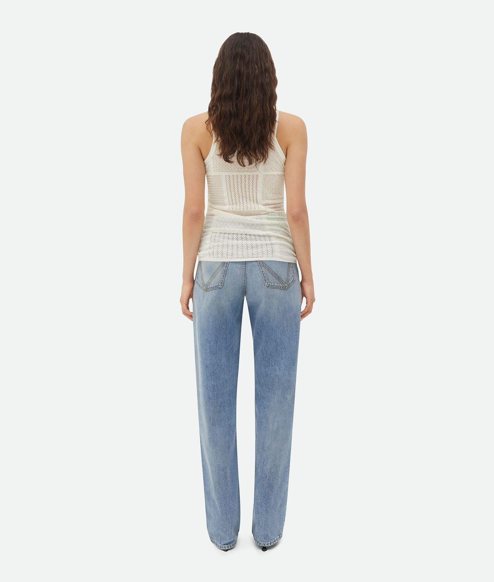 Bottega Veneta o1n1vont0625 Pointelle Cotton Tank Top in White Size M / US 6-8 / IT 42-44 - 3 Thumbnail