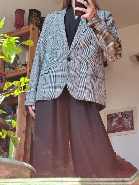 Other Pablo 100% Linen Blazer Jacket Glen Check Orange - Size 38 Size M / US 6-8 / IT 42-44 - 8 Thumbnail