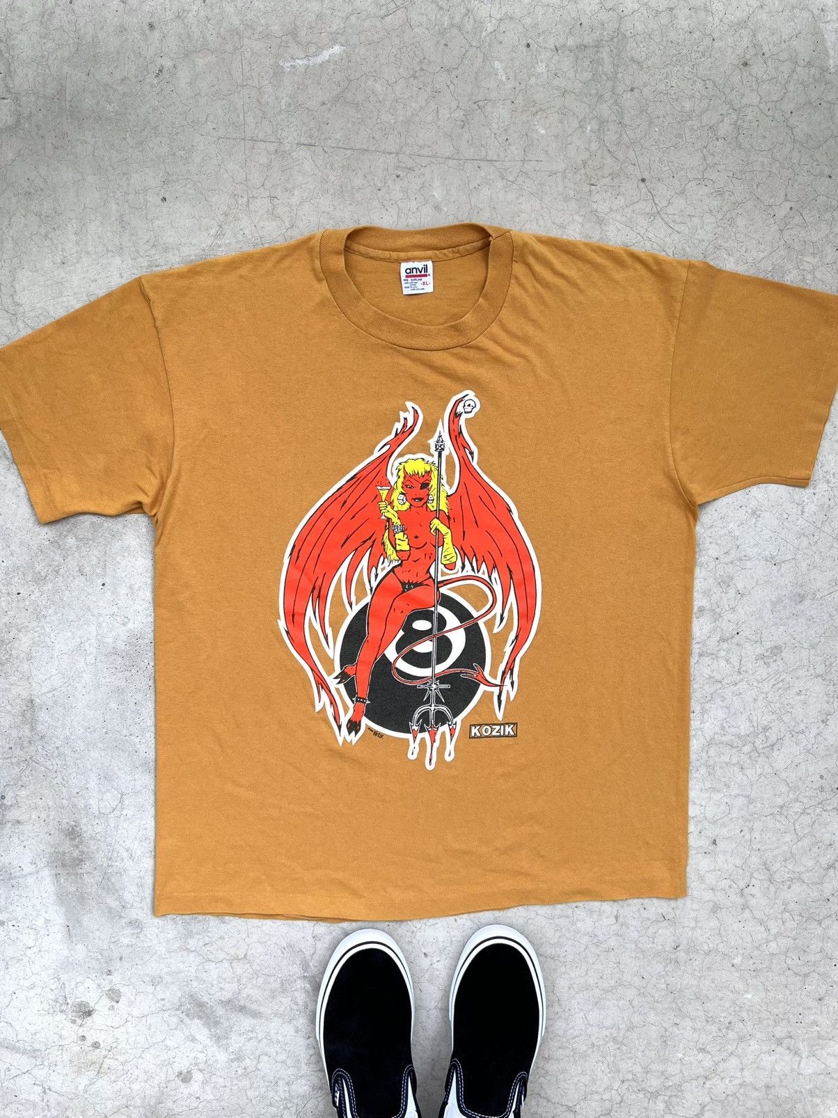 トップス 90s 8Ball Tee Vtg Ken Block 90s Eight Ball Skateboarding T-Shirt XL Blue