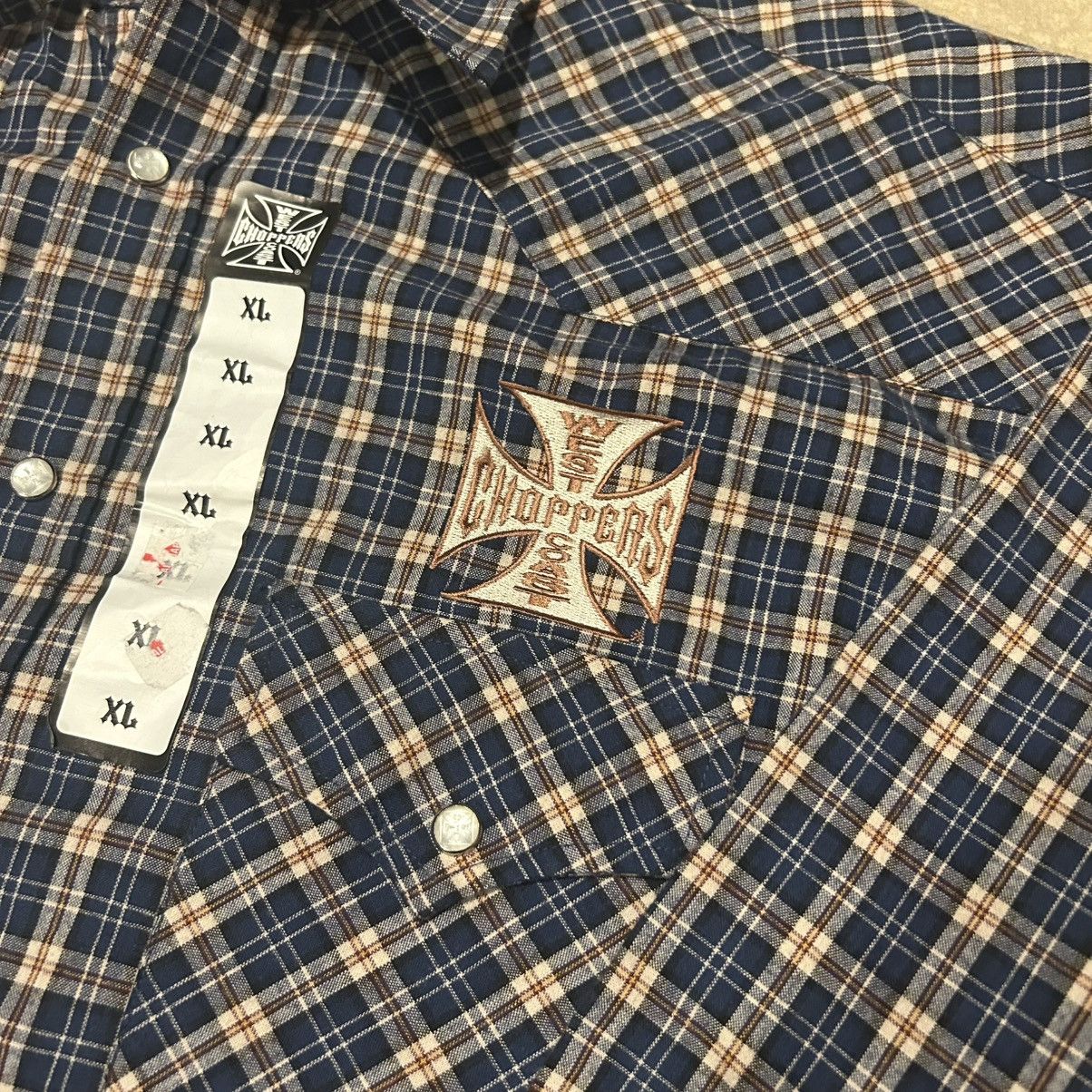 Harley Davidson × Vintage Crazy Vintage Y2K West Coast Choppers Pearl Snap Flannel NWT Size US XL / EU 56 / 4 - 6 Thumbnail