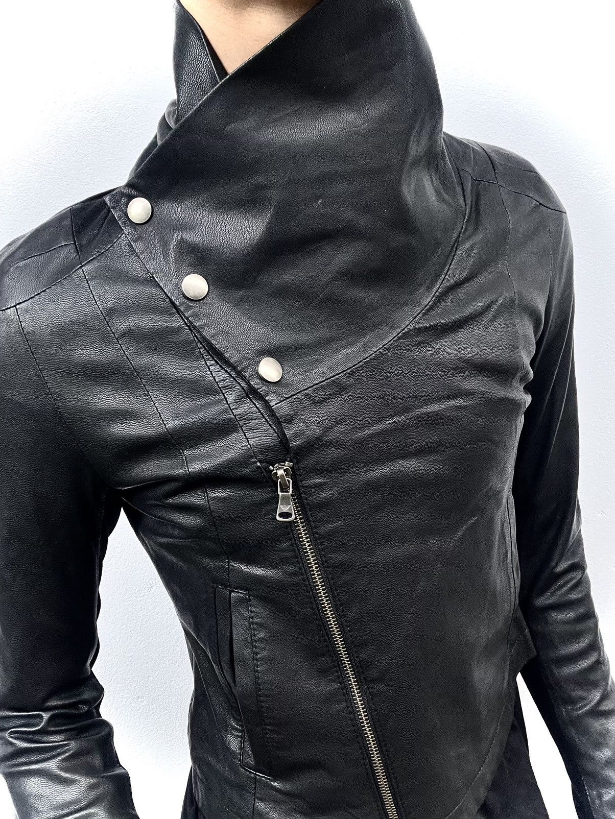 2000s Armani Jeans Asymmetrical Leather Jacket
