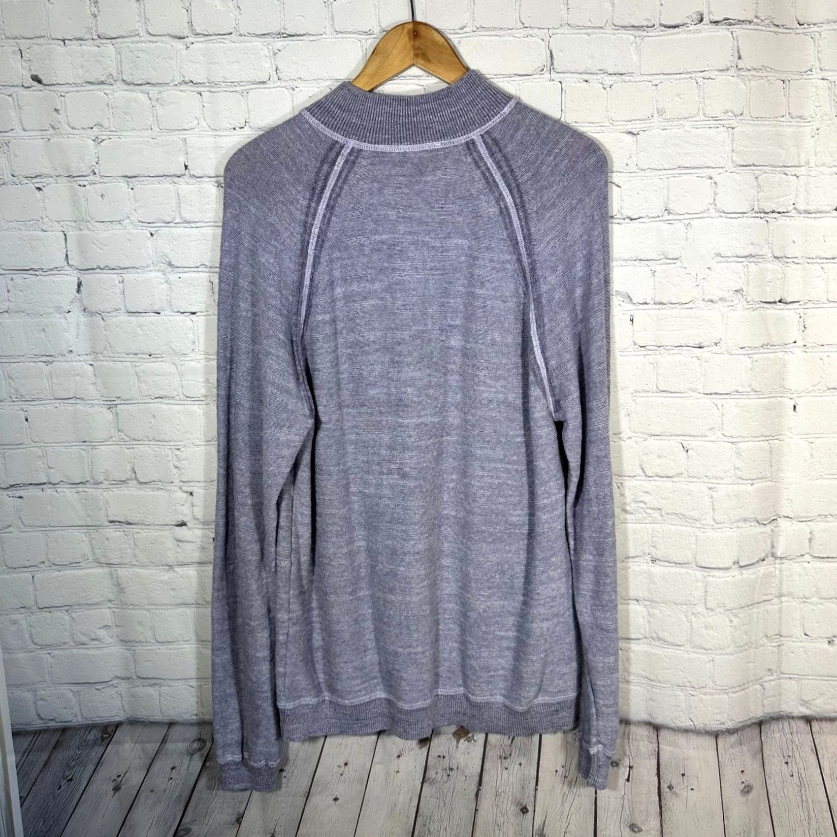 Tommy Bahama Tommy Bahama Purple Linen Blend Mock Neck Quarter Zip Sweater Mens L Pullover Size US L / EU 52-54 / 3 - 5 Thumbnail