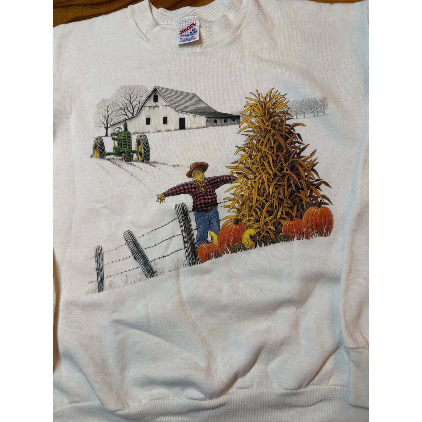 Vintage Size M - Vintage 1990s Jerzees Fall Scarecrow Cute Pumpkin S Size US M / EU 48-50 / 2 - 3 Thumbnail