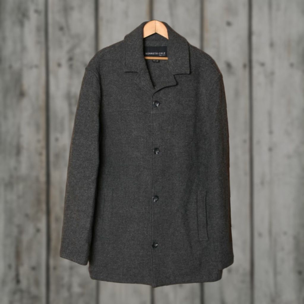 Kenneth Cole VINTAGE Kenneth Cole New York Gray Wool Blend Top Coat Men's L Coat Size US L / EU 52-54 / 3 - 1 Thumbnail