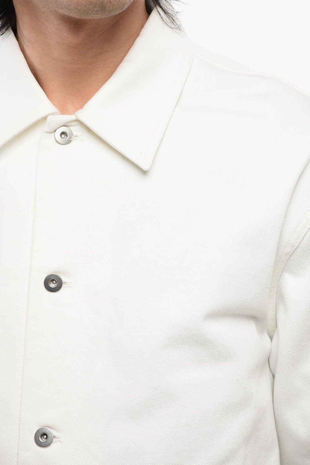 Jil Sander og1mm0625 Denim Overshirt in White Size US S / EU 44-46 / 1 - 3 Thumbnail