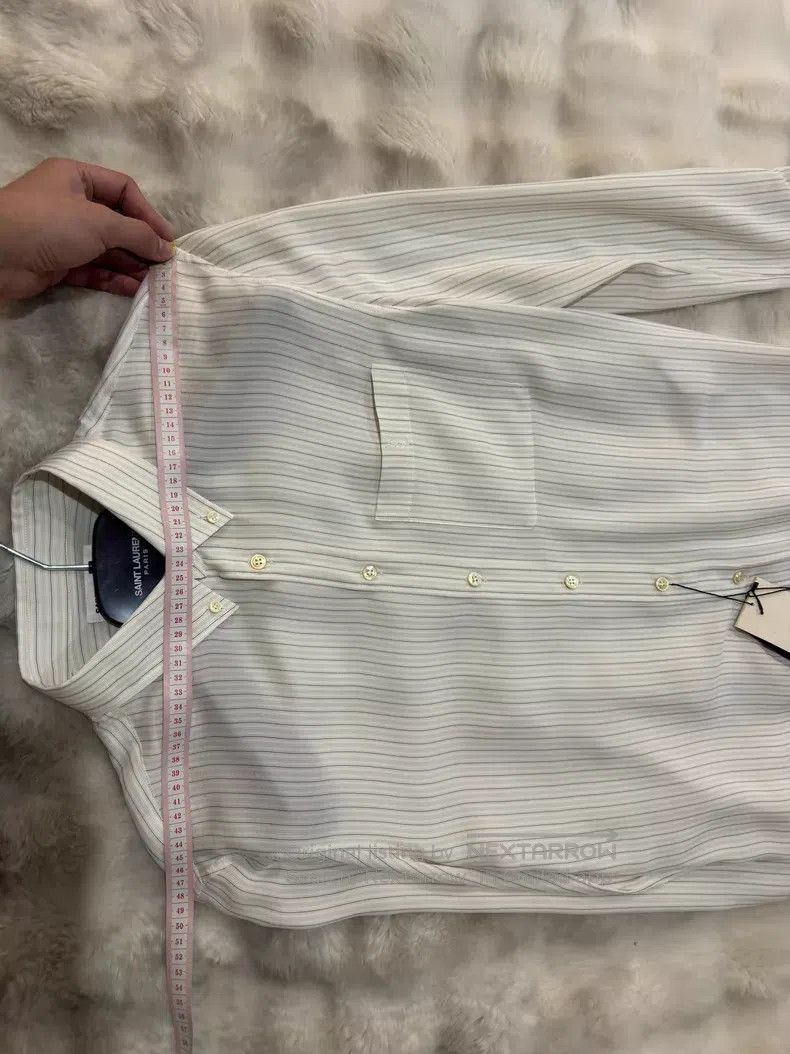 Saint Laurent Paris Saint Laurent Paris Mulberry Silk Striped Shirt Size XS / US 0-2 / IT 36-38 - 5 Thumbnail