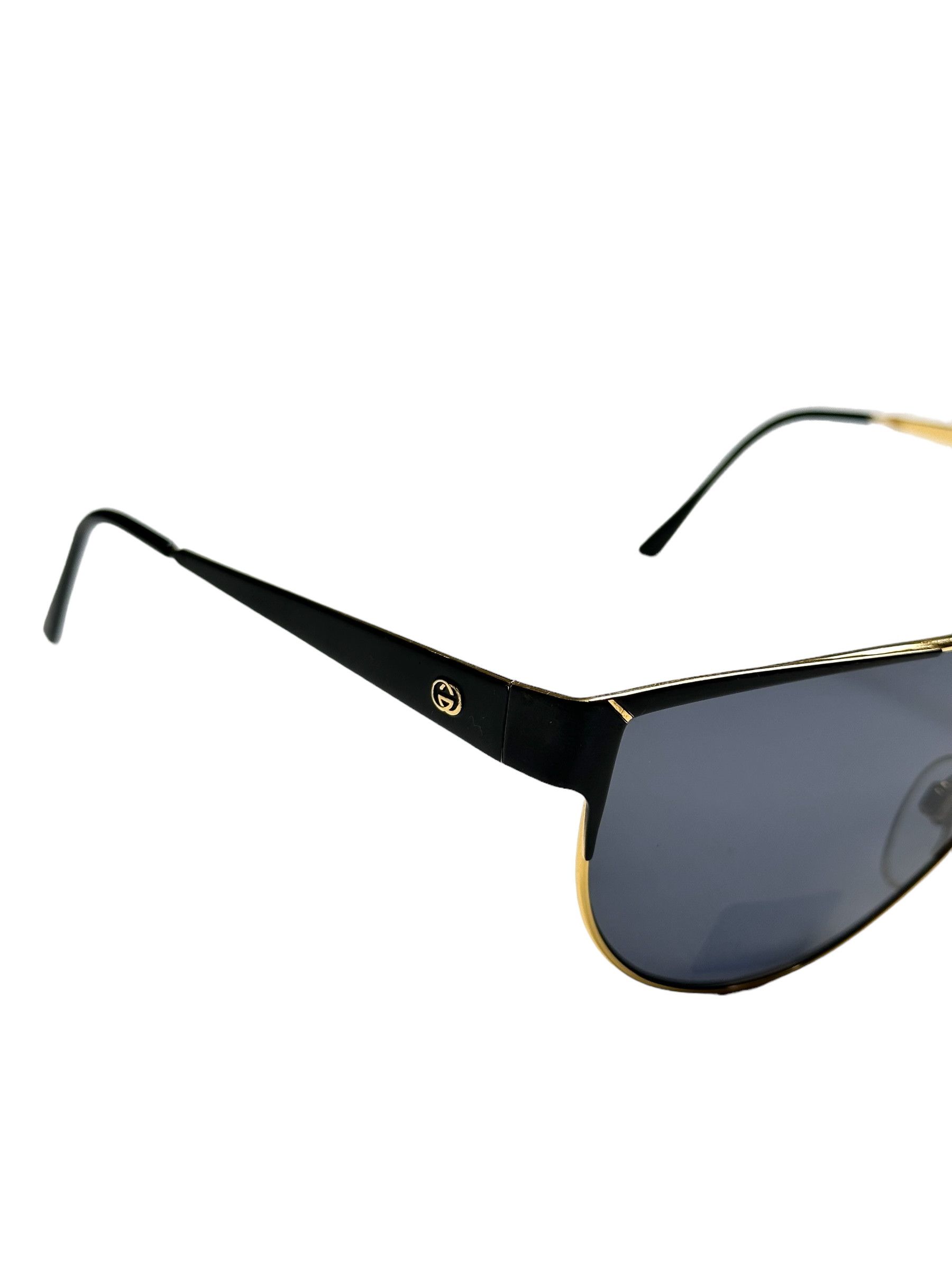 Gucci 1980’s Gucci Black Gold Monolense Rare Sunglasses Size ONE SIZE - 8 Thumbnail