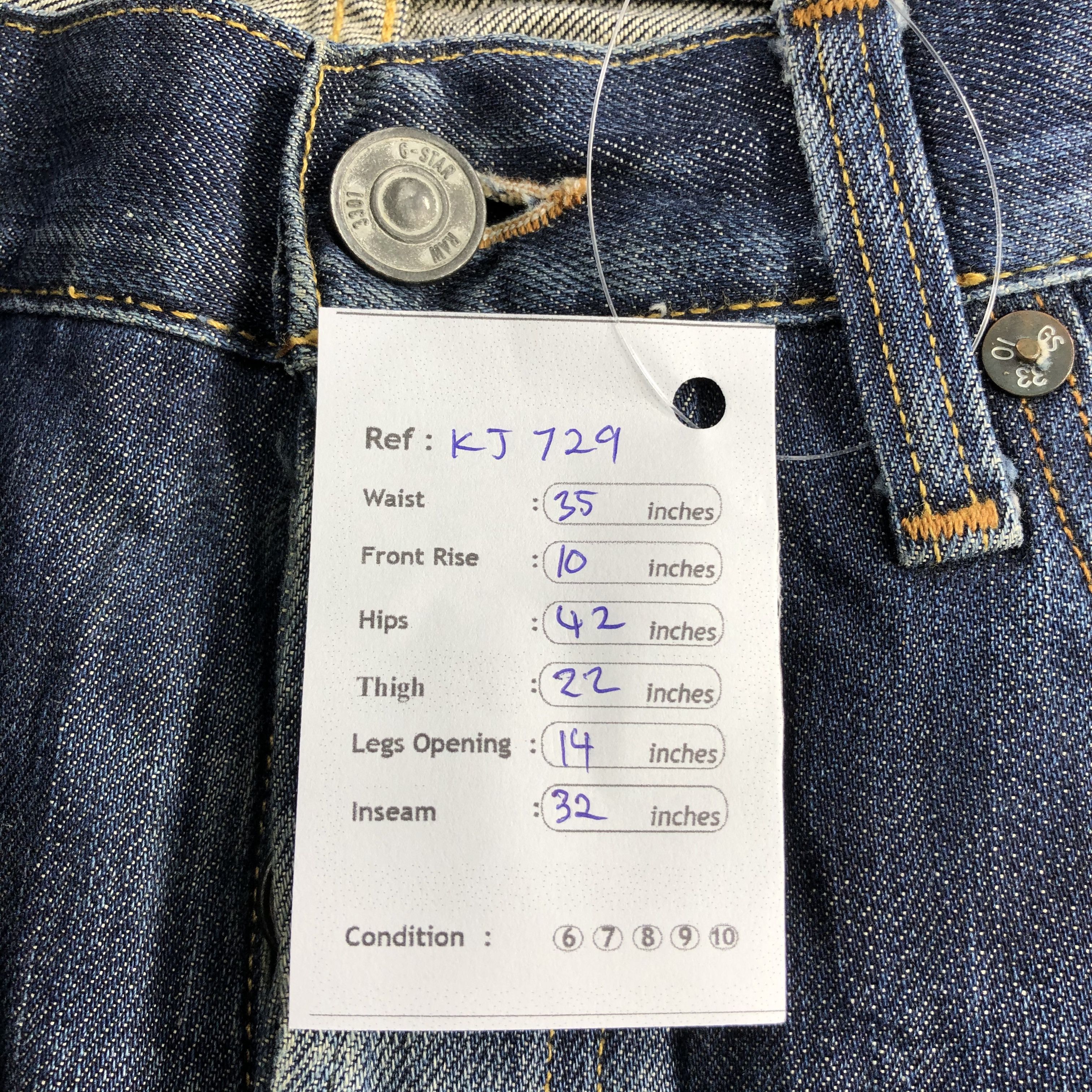 G-Star G Star Raw 3301 Jeans Faded Blue Denim KJ729 Size US 34 / EU 50 - 17 Thumbnail