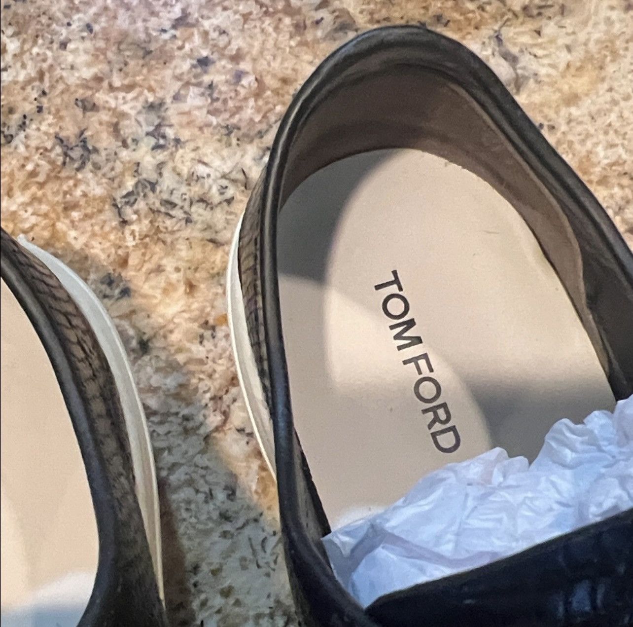 Tom Ford Tom Ford Men’s Black Cambridge Lizard Skin Sneakers Size US 12 / EU 45 - 2 Thumbnail