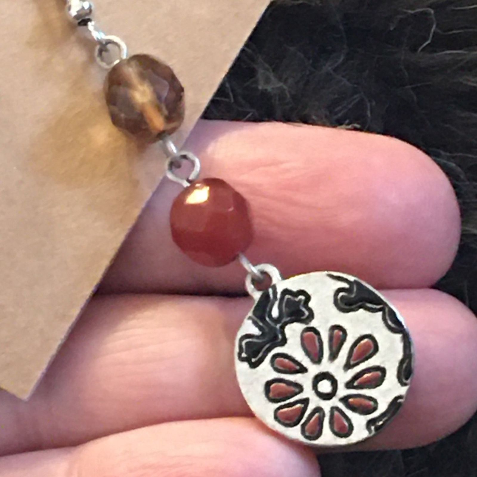 Jewelry Flower medallion faceted glass bead dangle earring Size ONE SIZE - 3 Thumbnail