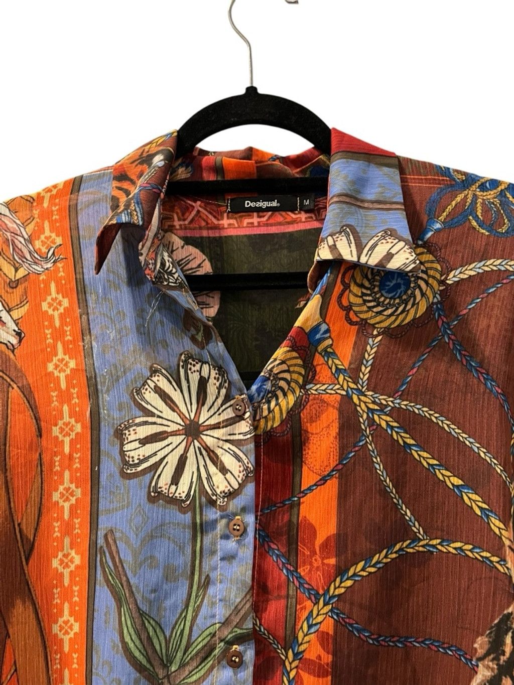 Desigual Desigual Patchwork Button Down Shirt Tiger Horse Size Med Size M / US 6-8 / IT 42-44 - 7 Thumbnail